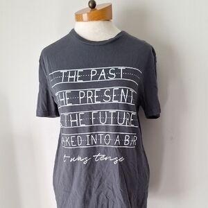 Graphic Gray T-Shirt Library Bookstore Fans The Past The Present and The Future
